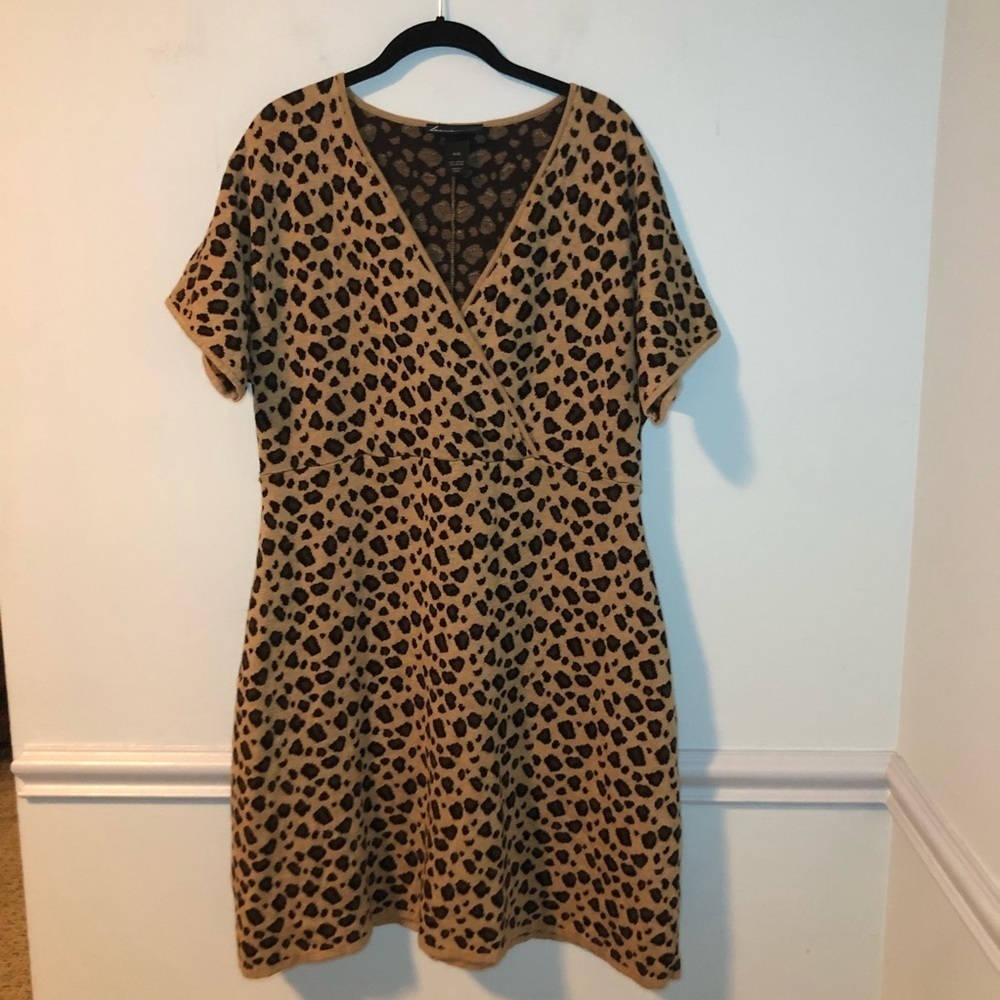 Lane Bryant Leopard Print V-Neck Short Sleeve Mini Dress Size 14/16